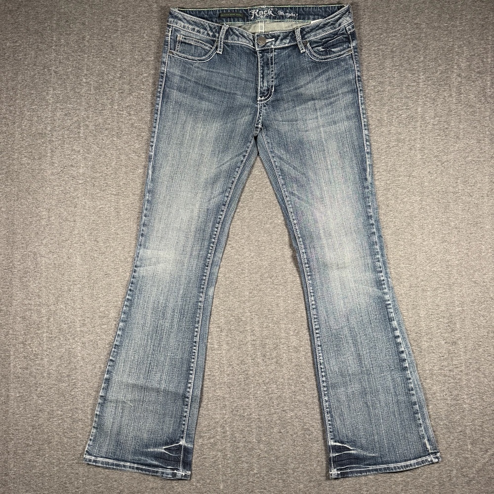 Wrangler Rock 47 Jeans Womens 9x34 Ultra Low Rise Bootcut Rhinestone Y2K